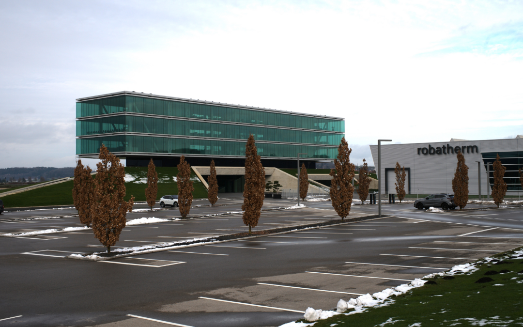 Das Verwaltungsgebäude der robatherm GmbH & Co.KG in Jettingen-Scheppach nach 5 Jahren Standzeit